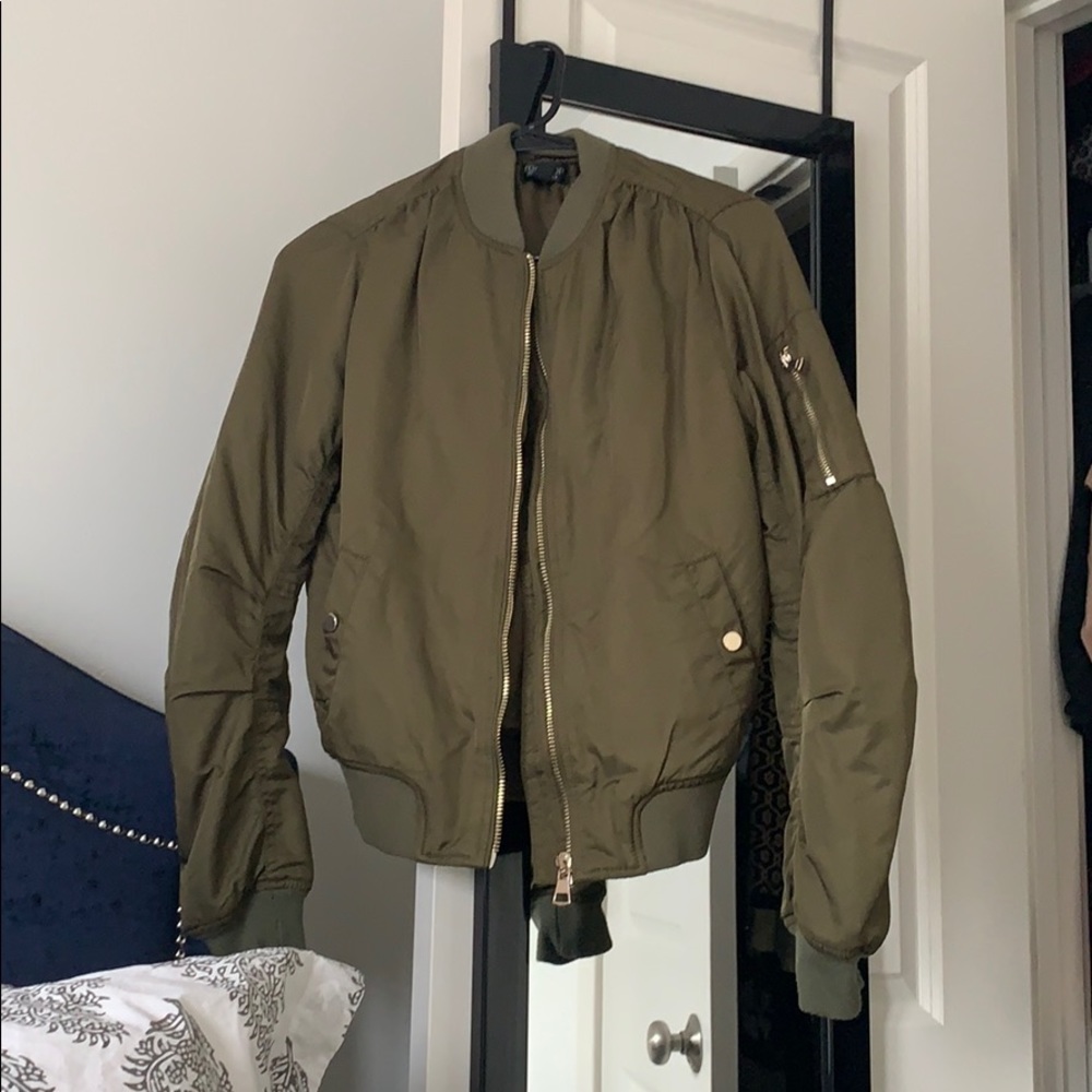 TOPSHOP Army Green Bomber Jacket